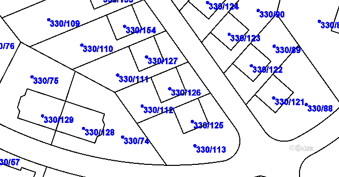 Parcela st. 330/126 v KÚ Hlušovice, Katastrální mapa