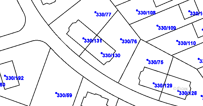 Parcela st. 330/130 v KÚ Hlušovice, Katastrální mapa