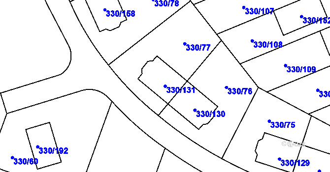 Parcela st. 330/131 v KÚ Hlušovice, Katastrální mapa