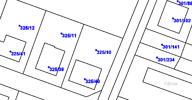 Parcela st. 325/10 v KÚ Hlušovice, Katastrální mapa