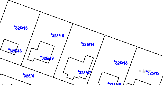 Parcela st. 325/14 v KÚ Hlušovice, Katastrální mapa