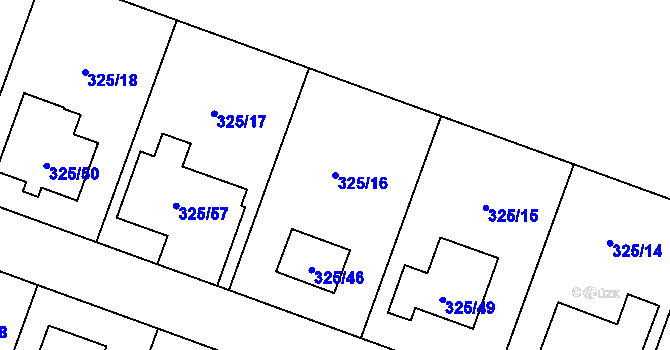 Parcela st. 325/16 v KÚ Hlušovice, Katastrální mapa