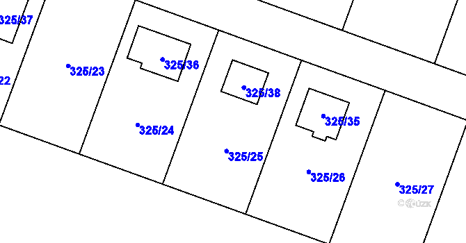 Parcela st. 325/25 v KÚ Hlušovice, Katastrální mapa