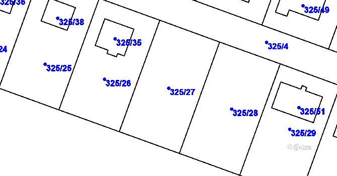 Parcela st. 325/27 v KÚ Hlušovice, Katastrální mapa