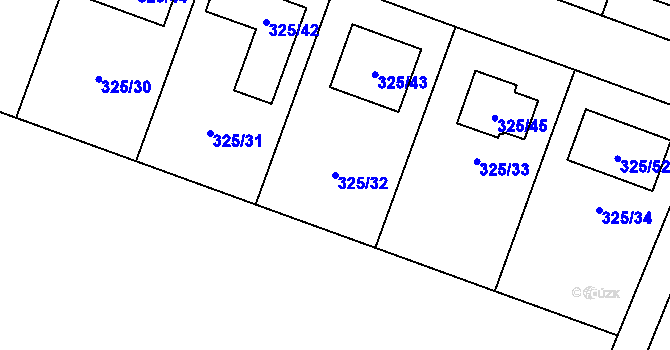 Parcela st. 325/32 v KÚ Hlušovice, Katastrální mapa