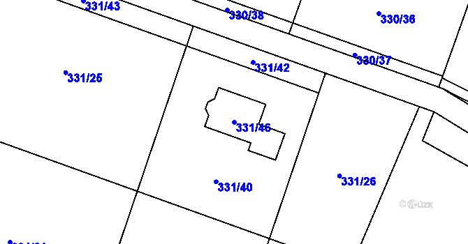 Parcela st. 331/46 v KÚ Hlušovice, Katastrální mapa