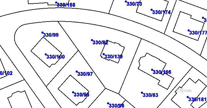 Parcela st. 330/139 v KÚ Hlušovice, Katastrální mapa