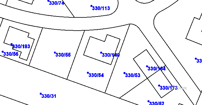 Parcela st. 330/140 v KÚ Hlušovice, Katastrální mapa