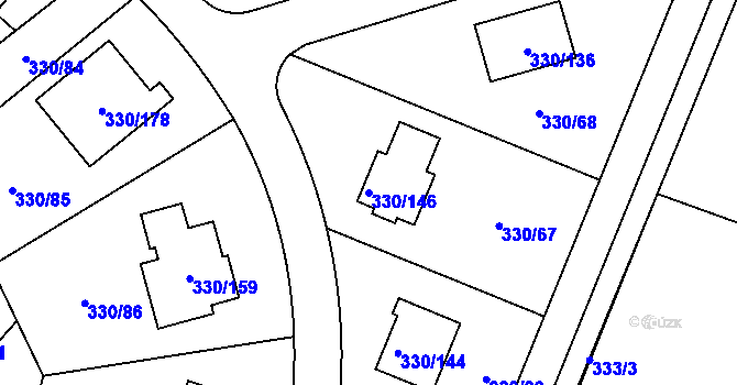 Parcela st. 330/146 v KÚ Hlušovice, Katastrální mapa