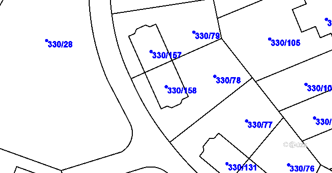 Parcela st. 330/158 v KÚ Hlušovice, Katastrální mapa