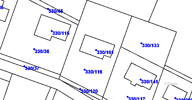 Parcela st. 330/161 v KÚ Hlušovice, Katastrální mapa