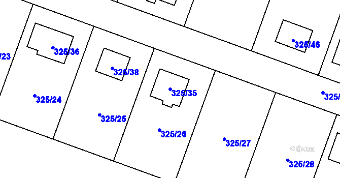 Parcela st. 325/35 v KÚ Hlušovice, Katastrální mapa