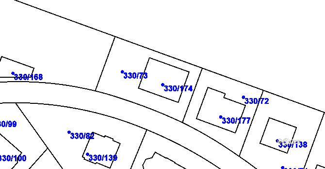 Parcela st. 330/174 v KÚ Hlušovice, Katastrální mapa