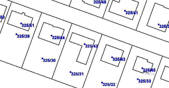 Parcela st. 325/42 v KÚ Hlušovice, Katastrální mapa