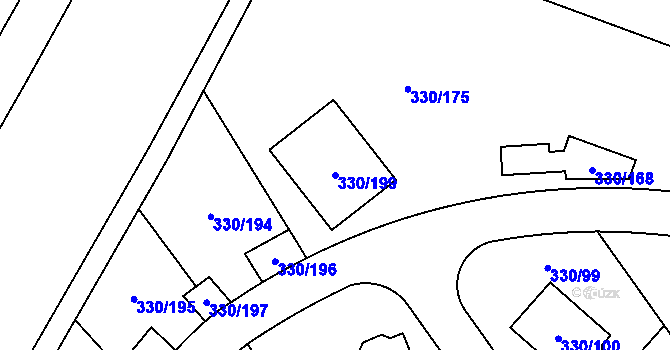 Parcela st. 330/199 v KÚ Hlušovice, Katastrální mapa
