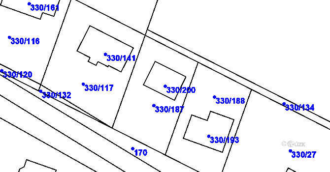 Parcela st. 330/200 v KÚ Hlušovice, Katastrální mapa