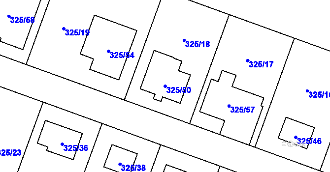 Parcela st. 325/50 v KÚ Hlušovice, Katastrální mapa