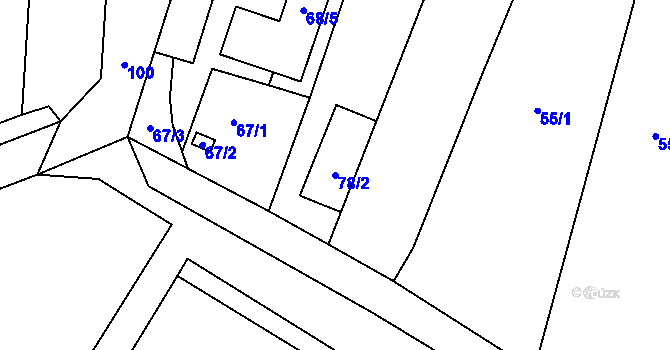 Parcela st. 78/2 v KÚ Hlušovice, Katastrální mapa