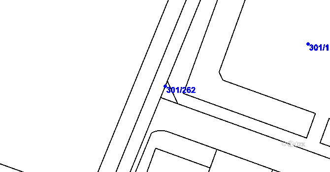 Parcela st. 301/262 v KÚ Hlušovice, Katastrální mapa