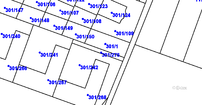 Parcela st. 301/276 v KÚ Hlušovice, Katastrální mapa