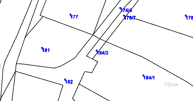 Parcela st. 184/2 v KÚ Hluzov, Katastrální mapa