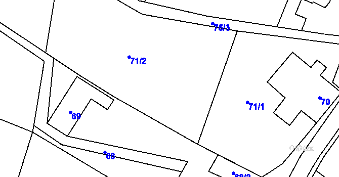 Parcela st. 71 v KÚ Hluzov, Katastrální mapa