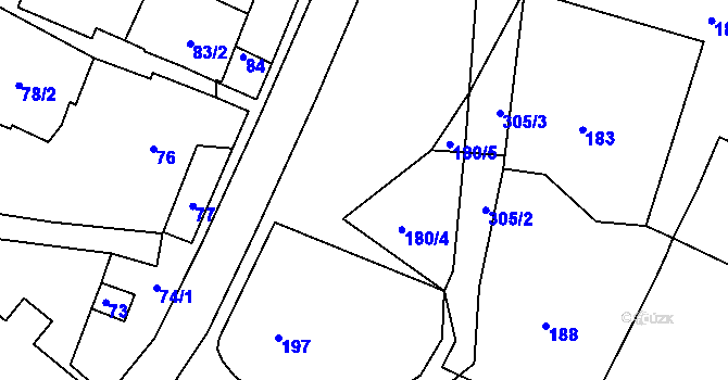 Parcela st. 180/3 v KÚ Hluzov, Katastrální mapa