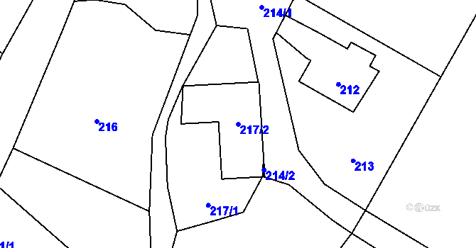 Parcela st. 217/2 v KÚ Hluzov, Katastrální mapa