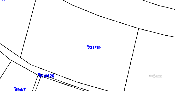 Parcela st. 231/19 v KÚ Hluzov, Katastrální mapa