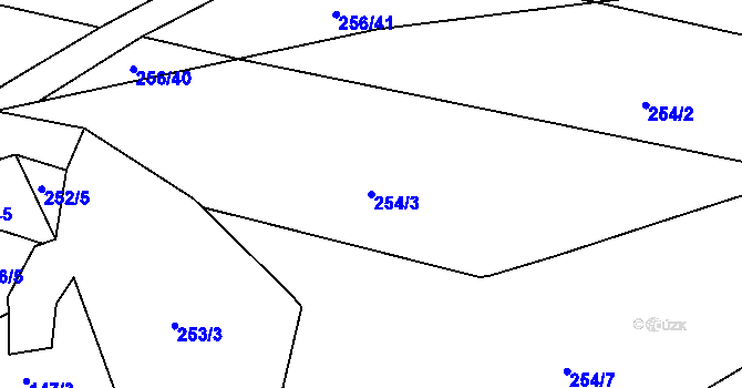 Parcela st. 254/3 v KÚ Hluzov, Katastrální mapa
