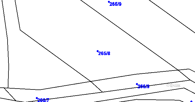 Parcela st. 265/8 v KÚ Hluzov, Katastrální mapa
