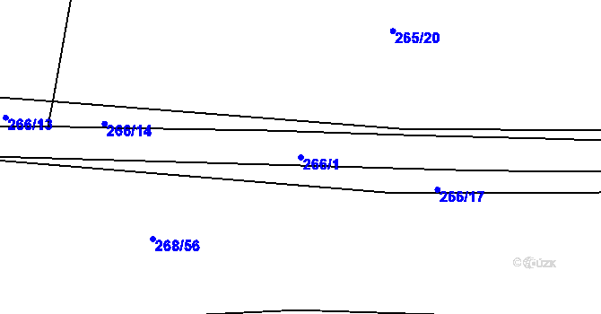 Parcela st. 266/1 v KÚ Hluzov, Katastrální mapa