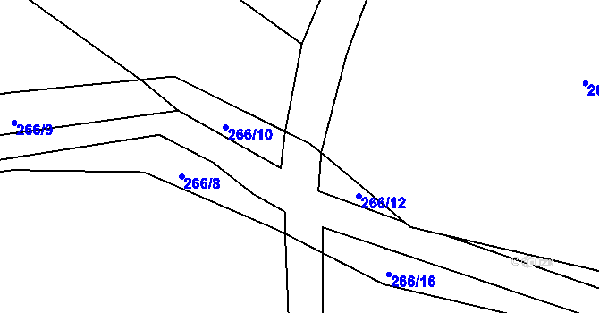 Parcela st. 266/11 v KÚ Hluzov, Katastrální mapa