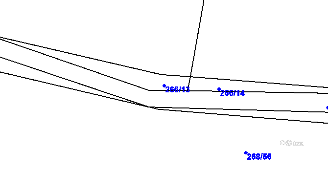 Parcela st. 266/13 v KÚ Hluzov, Katastrální mapa