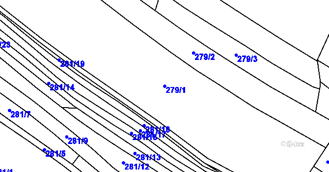 Parcela st. 279/1 v KÚ Hluzov, Katastrální mapa
