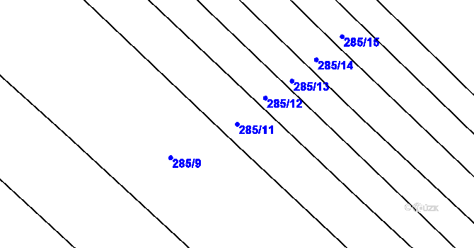 Parcela st. 285/11 v KÚ Hluzov, Katastrální mapa