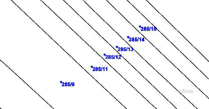 Parcela st. 285/12 v KÚ Hluzov, Katastrální mapa