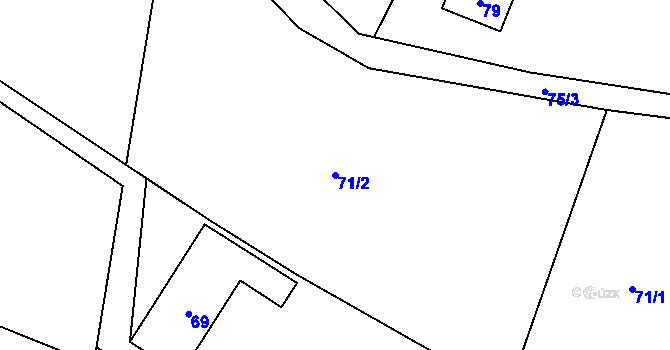 Parcela st. 71/2 v KÚ Hluzov, Katastrální mapa