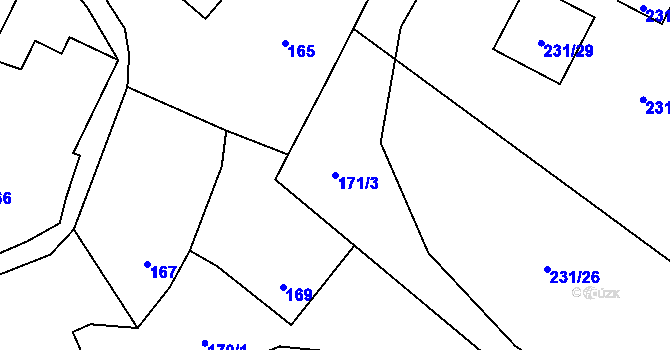 Parcela st. 171/3 v KÚ Hluzov, Katastrální mapa