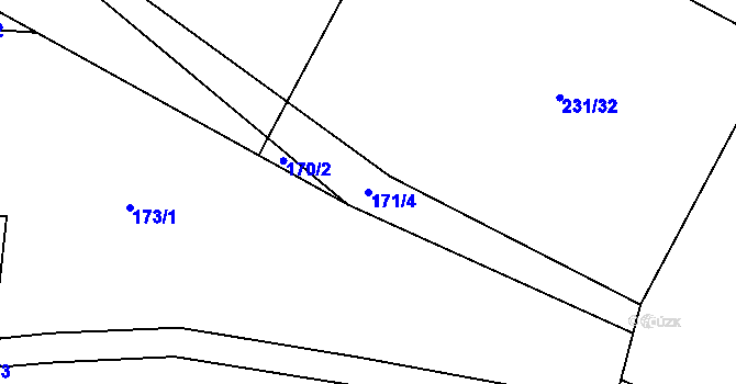 Parcela st. 171/4 v KÚ Hluzov, Katastrální mapa