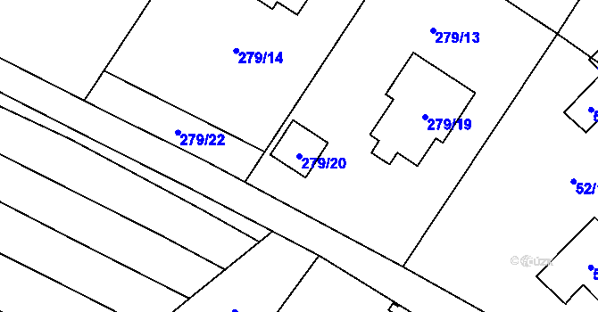 Parcela st. 279/20 v KÚ Hluzov, Katastrální mapa