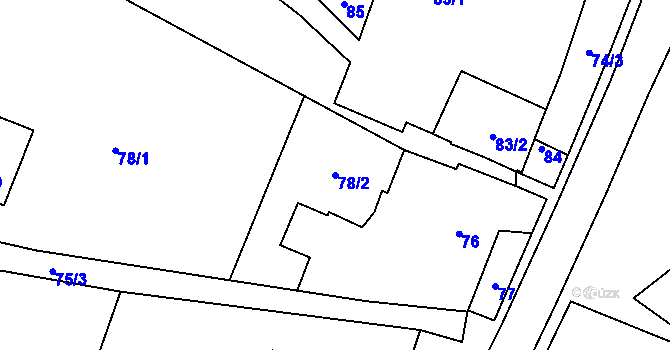 Parcela st. 78/2 v KÚ Hluzov, Katastrální mapa