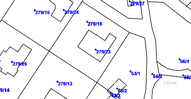 Parcela st. 279/23 v KÚ Hluzov, Katastrální mapa