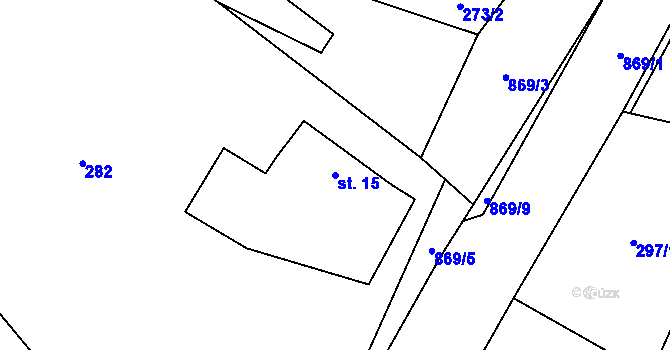 Parcela st. 15 v KÚ Hnanice pod Troskami, Katastrální mapa