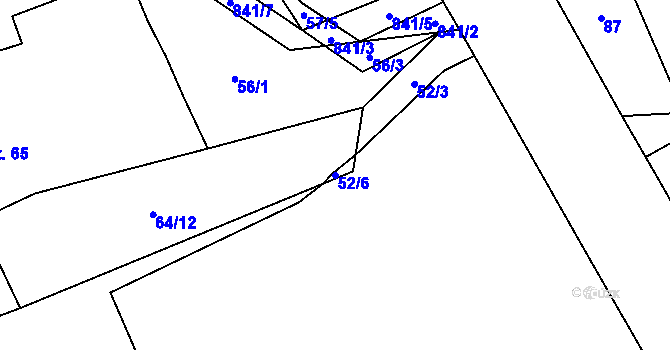 Parcela st. 52/6 v KÚ Hnanice pod Troskami, Katastrální mapa