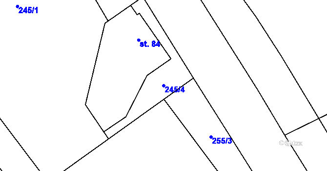 Parcela st. 245/4 v KÚ Hnanice pod Troskami, Katastrální mapa
