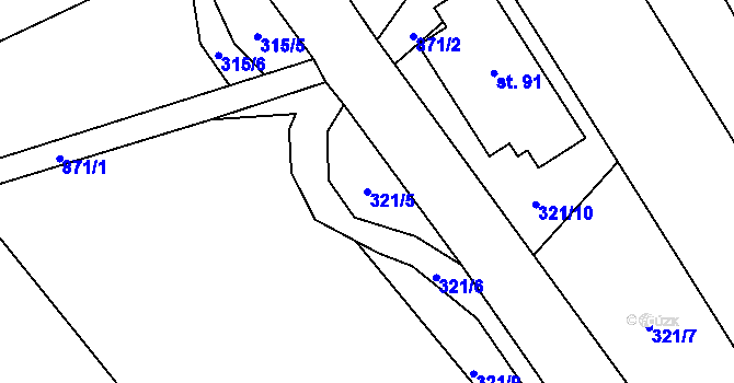 Parcela st. 321/5 v KÚ Hnanice pod Troskami, Katastrální mapa