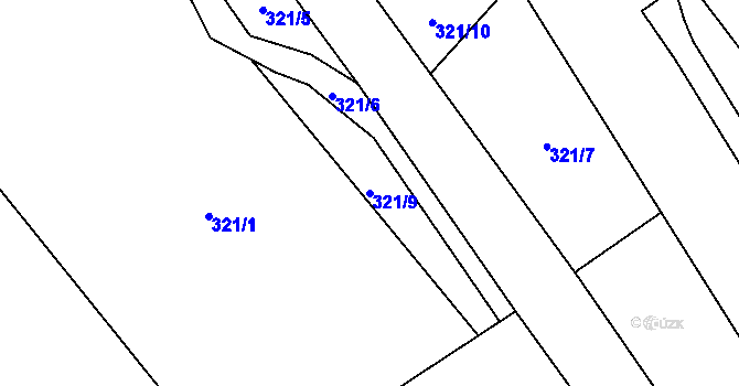 Parcela st. 321/9 v KÚ Hnanice pod Troskami, Katastrální mapa