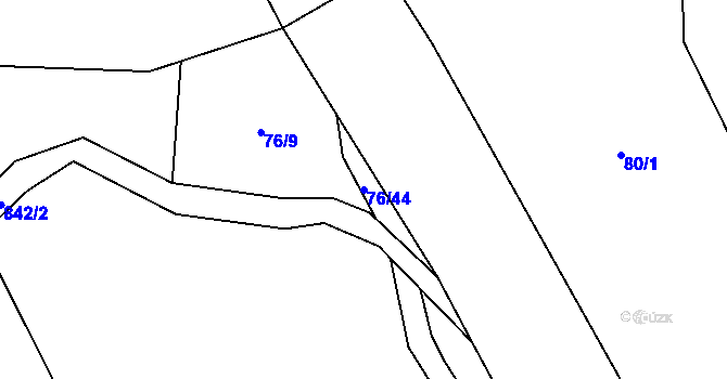 Parcela st. 76/44 v KÚ Hnanice pod Troskami, Katastrální mapa