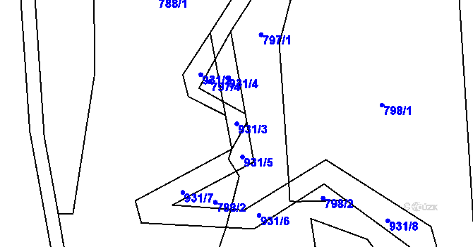 Parcela st. 931/3 v KÚ Štěpánovice u Rovenska pod Troskami, Katastrální mapa